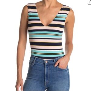 NWT AFRM Mooni v-neck
striped bodysuit